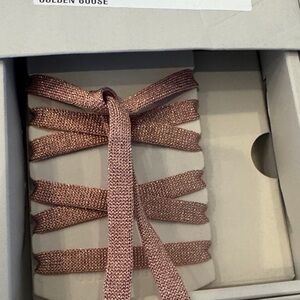 Golden Goose Kit Lace Sneakers with Gold and Salmon Accents